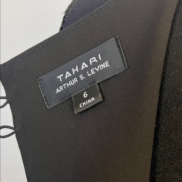 NWT Tahari Black and Cream Striped Lace Dress, Sz 6 - Picture 6 of 13